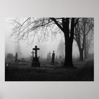 Fotografie für den Verkauf - Friedhof Fog 1 Poster