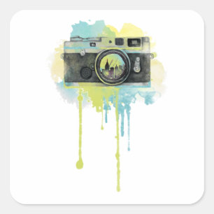 Fotografie Kamera Liebhaber Vintage Fotograf Idee Quadratischer Aufkleber