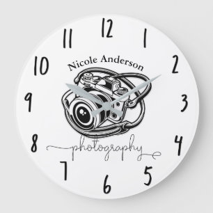 Fotografie Kamera Modernes Minimal Logo Grafik Große Wanduhr