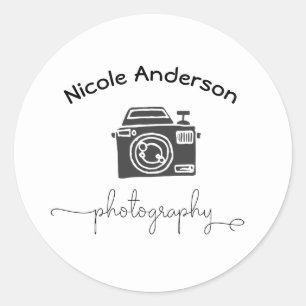 Fotografie Kamera Modernes Minimal Logo Runder Aufkleber