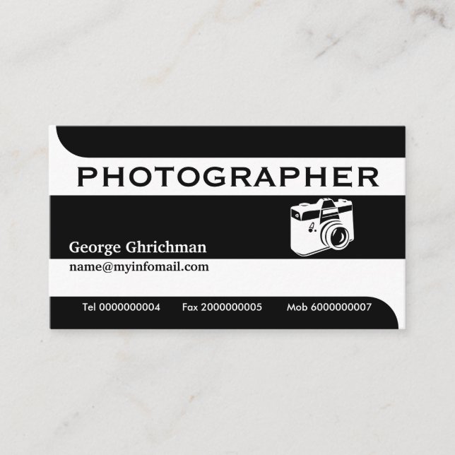 Fotografie-Kamera schwarz, weiß, auffallend Visitenkarte (Vorderseite)
