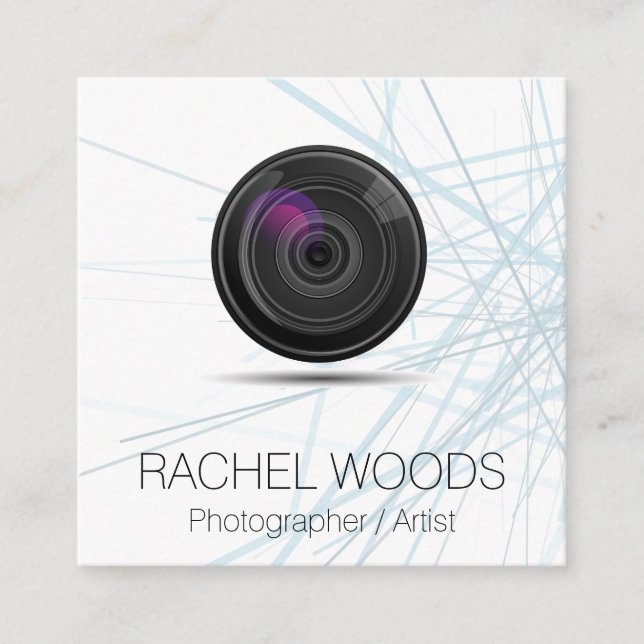 Fotografie | Künstler | Designer | Kameraleuchten Quadratische Visitenkarte (Vorderseite)