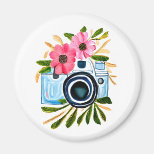 Fotografie liebt Vintage Kamera und Blume Magnet