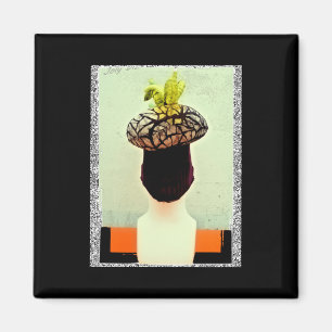 Fotografie mit Haarstil, seltsame Maske aus dem Fr Magnet