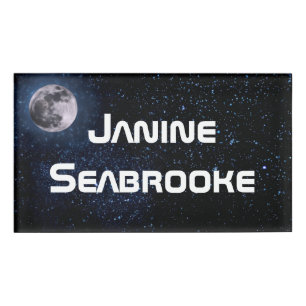 Fotografie - nächtlicher Himmel mit Vollmond + Namenschild