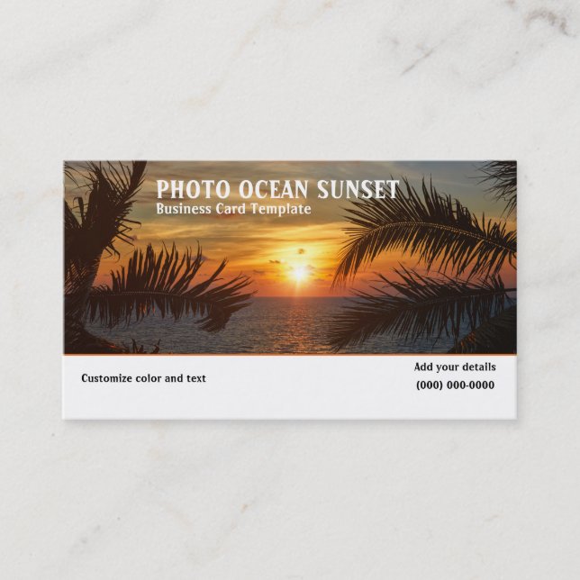 Fotografie Ocean Sunset Business Card Visitenkarte (Vorderseite)
