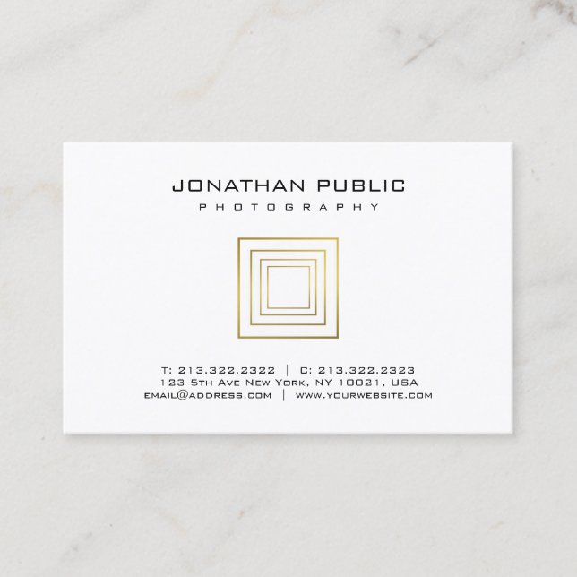 Fotografie-Schablonen-Fotograf-elegantes Gold Visitenkarte (Vorderseite)