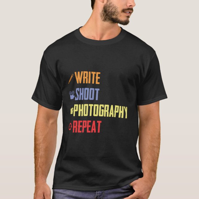 Fotografie schreiben Wiederholen Fotografen-Kamera T-Shirt (Vorderseite)