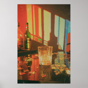 Fotografie von launischem zerbrochenem Glas mit fa Poster
