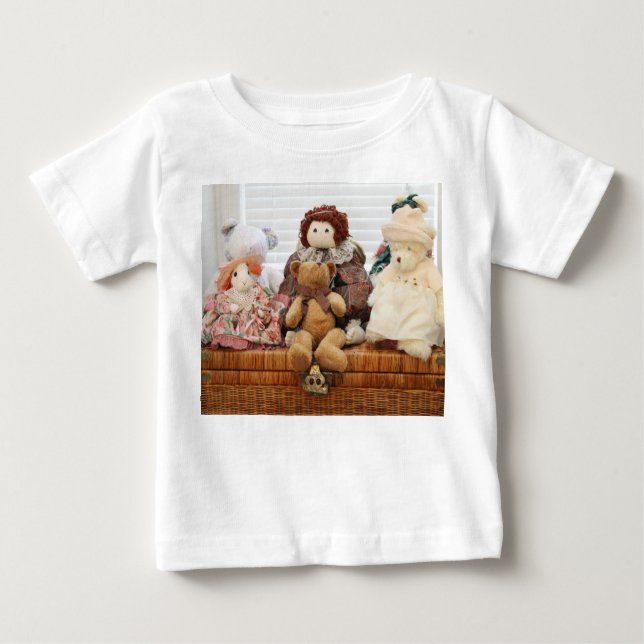 Fotografie von Spielzeug auf T - Shirt, gestopfte  Baby T-shirt (Vorderseite)