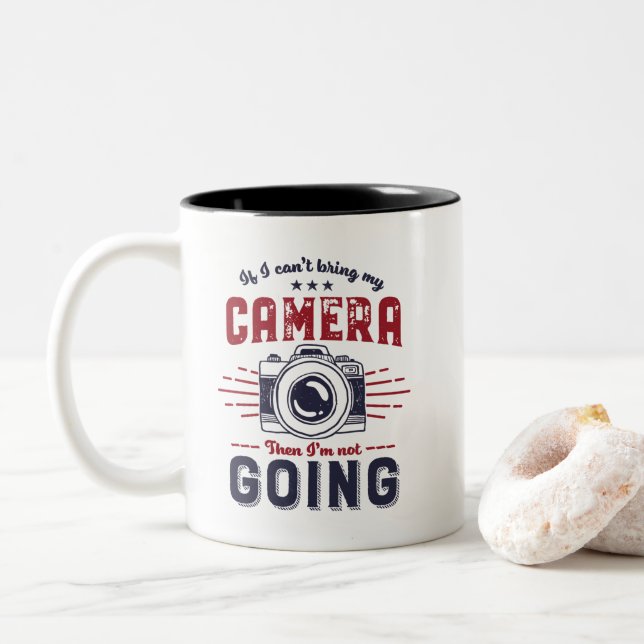 Fotografie Zitat Fotograf und Kamera Zweifarbige Tasse (Mit Donut)