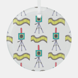 Fotografische Reise: Vintages Camera-Muster Ornament Aus Glas