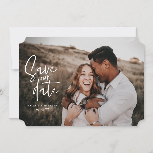 Fotografisches geometrisches Hochzeitsfest-Foto Save The Date (Vorderseite)
