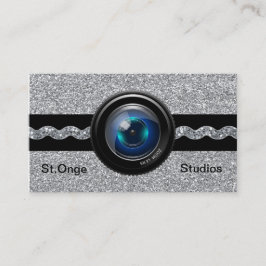 Fotografy Business Card Silver Elegante Monogram Visitenkarte