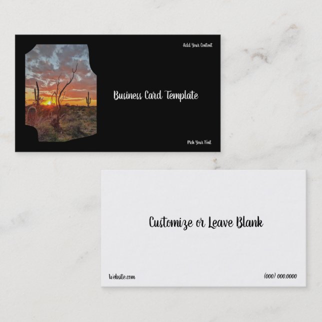 Fotografy Desert Sunset Business Card Visitenkarte (Vorne/Hinten)