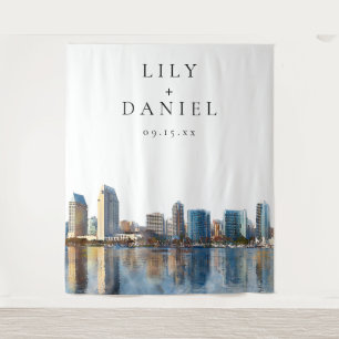 Fotohintergrund Hochzeit Skyline San Diego Wandteppich