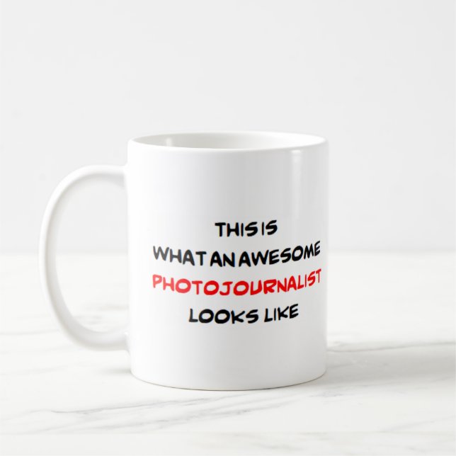 Fotojournalist, phantastisch kaffeetasse (Links)