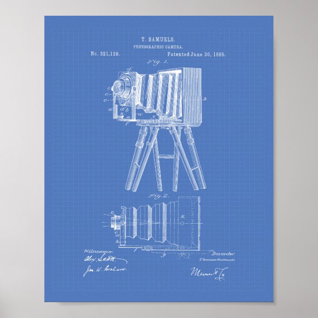 Fotokamera 1885 Patentart - Blueprint Poster (Vorne)