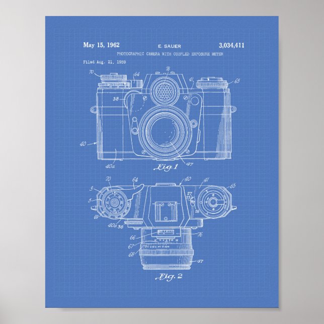 Fotokamera 1959 Patentart - Blueprint Poster (Vorne)