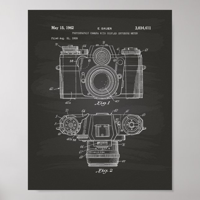 Fotokamera 1959 Patentart - Chalkboard Poster (Vorne)