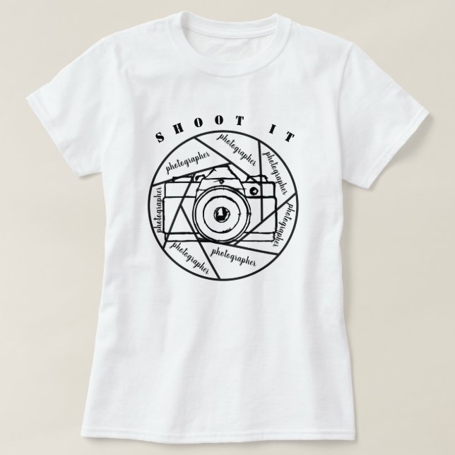 Fotokamera Schwarzweiß-T - Shirt (Design vorne)