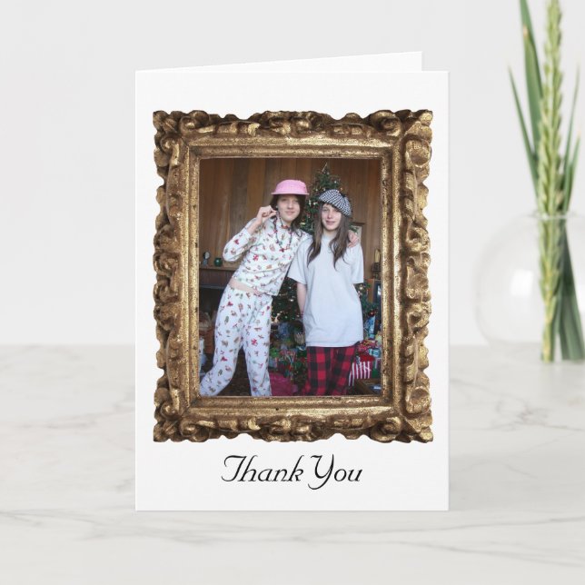 Fotokarte aus goldfarbenem Holz Dankeskarte (Vorderseite)