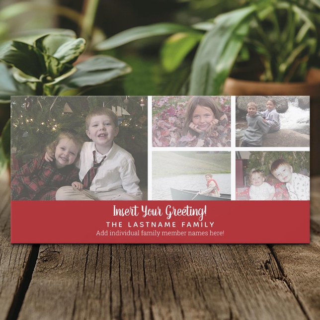 Fotokarte: Frohe Weihnachten mit 5 Foto Collage (Custom Holiday Photo Card)