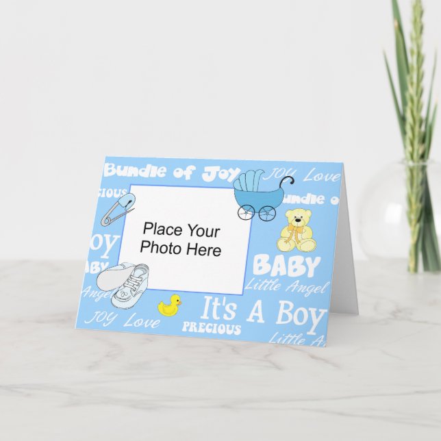Fotokarte für Baby Boy Collage Ankündigung (Vorderseite)