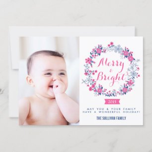 Fotokarte für den heißen rosa und navy-nuklearen K Feiertagskarte