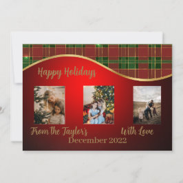 Fotokarte für den Urlaub mit rot-grüner und golden Feiertagskarte