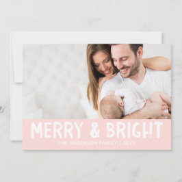 Fotokarte für den Urlaub | Rosa Moderne Merry & Br Feiertagskarte