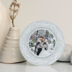 Fotokarte für den Winterkranz neu verheiratet Feiertagskarte