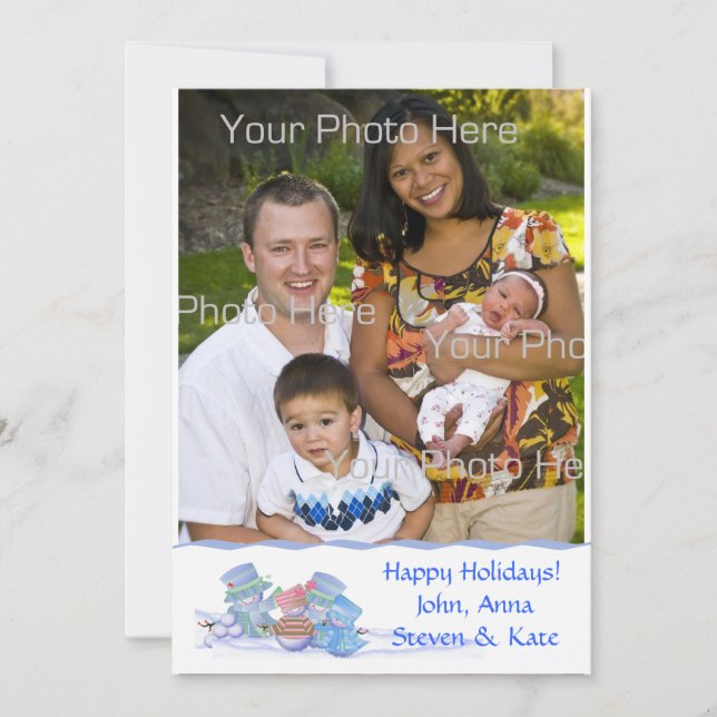 Fotokarte für die Schneefamilie Feiertagskarte (Vorderseite)