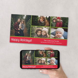 Fotokarte: Happy Holidays mit 5 Foto Collage Feiertagskarte