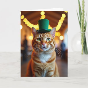 Fotokarte mit Ginger-Katze und Zylinder Karte