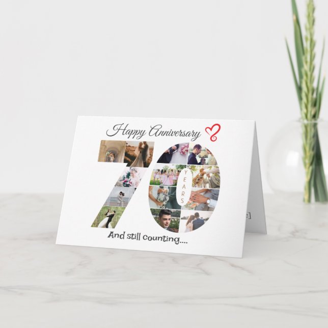 Fotokarte zum siebzigjährigen Hochzeitstag Dankeskarte (Vorderseite)