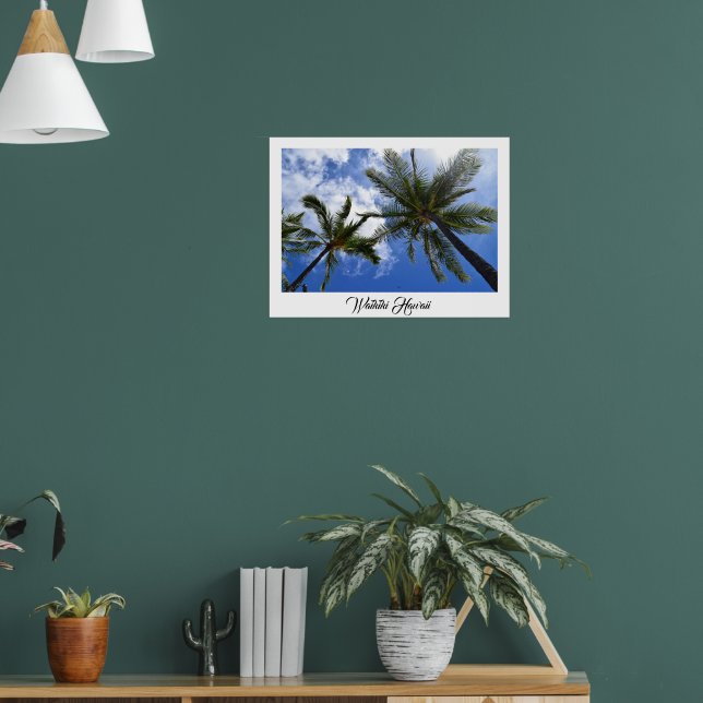 Fotokunst - Palmen auf Waikiki Beach Poster (Wohnzimmer 1)