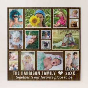 Fotolage Dk Rustic Wood Custom Family Square Puzzle