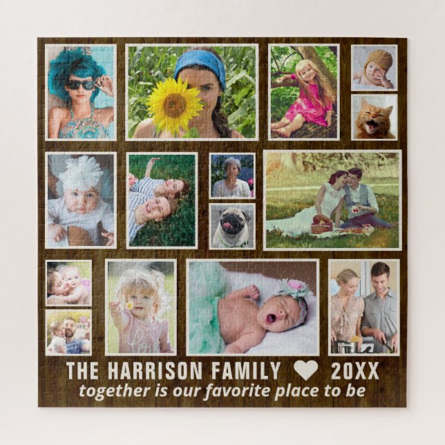 Fotolage Dk Rustic Wood Custom Family Square Puzzle (Vertikal)