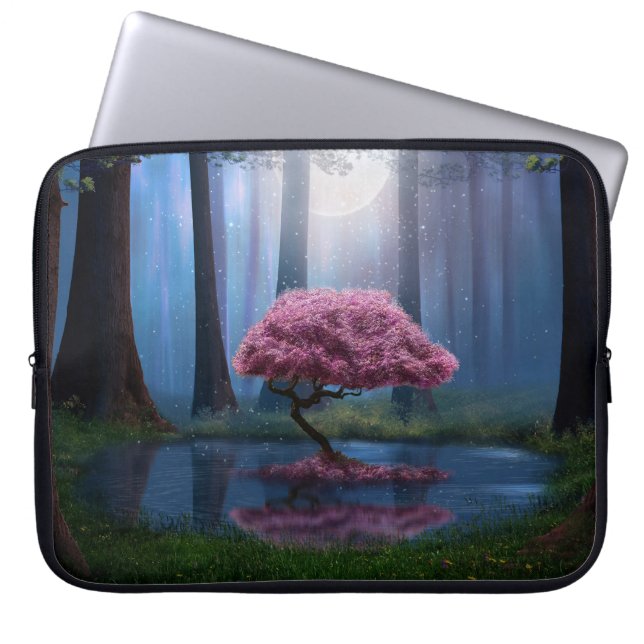 Fotomanipulation des Pink Tree Pond Forest Laptopschutzhülle (Vorderseite)
