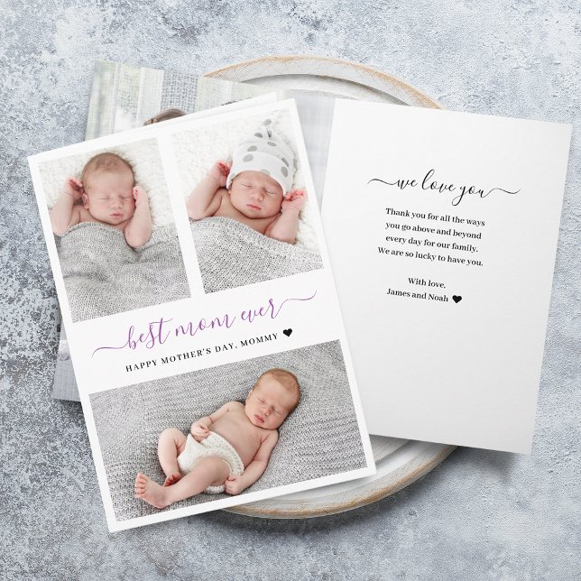 Fotomaterial Collage Faltded Card Karte (Modern Mother's Day Photo Collage Folded Card)