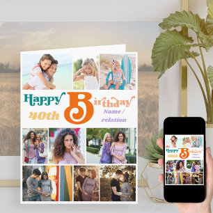 Fotomontage 10 Bilder Name und Geburtstag in jedem Karte