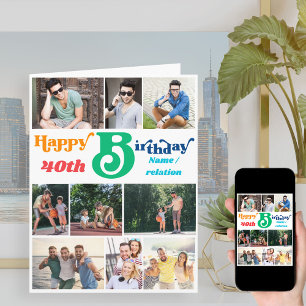 Fotomontage 10 Bilder Name und Geburtstag jedes Al Karte