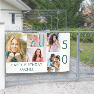 Fotomontage 5 Bilder Personalisiert 50. Geburtstag Banner