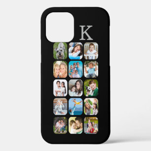 Fotomontage abgerundete Ecken Monogramm Schwarz Hü iPhone 12 Hülle