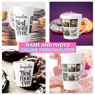 Fotomontage der Mutter Rosa Blumen Beste Mutter Al Milchtasse