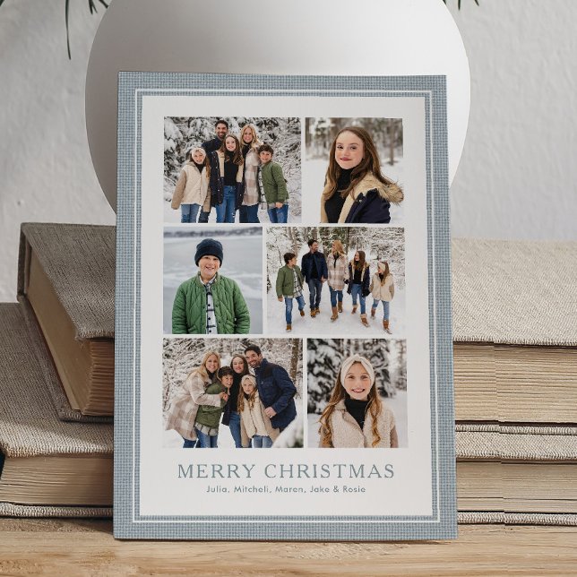 Fotomontage hellblau kariert Rahmen Weihnachten (Von Creator hochgeladen)