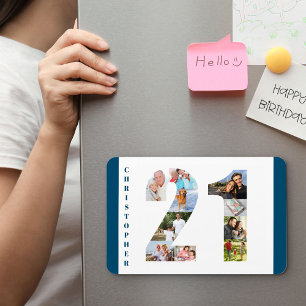 Fotomontage in der Zahl 21 - 21. Geburtstag Magnet