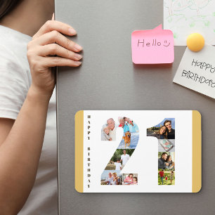 Fotomontage in der Zahl 21 Glücklicher 21. Geburts Magnet