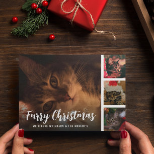 Fotomontage mit pelzigen Weihnachtshaustieren Feiertagskarte